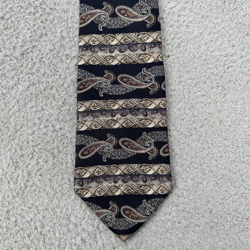 Zylos George Machado 100% Italian Silk Neck Tie Paisley Geometric Made in USA